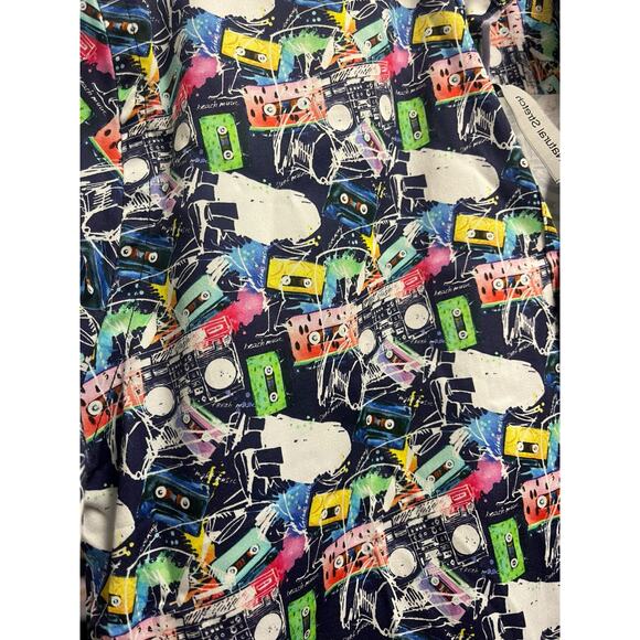 LUCHIANO VISCONTI BLACK Colorful Cassette Short Sleeve Shirt | Mens S Multi NWT - Picture 8 of 9